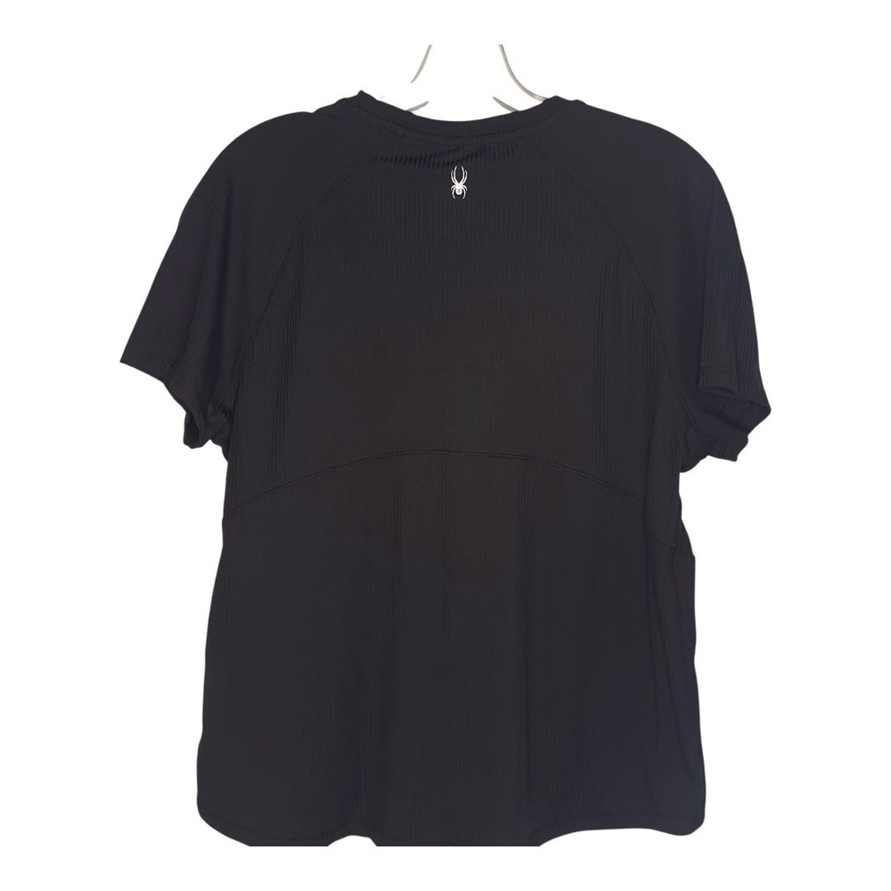 Spyder Active T-Shirt Athletic Ribbed Short Sleeve Top Black Activewear Womens L - Picture 3 of 5